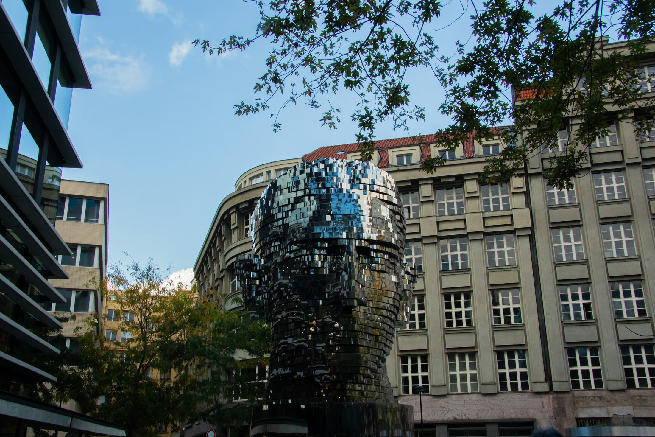 Contemporary metal sculpture in an urban setting